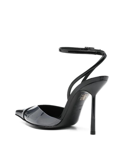 Le Silla Black Ankle-Strap Pointed-Toe Pumps
