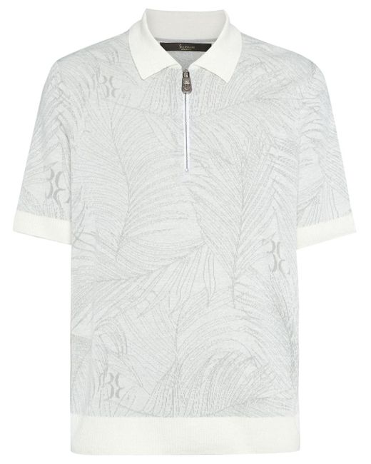 Billionaire White Leaf-print Polo Shirt for men