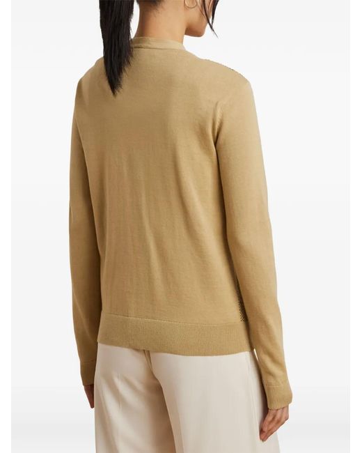 Ralph Lauren Natural Herringbone Pocket Cardigan