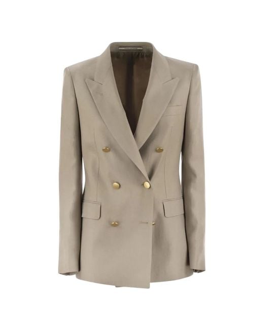 Tagliatore Natural Double-Breasted Buttoned Blazer