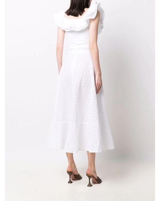 Philipp Plein White Lace-Design Midi Dress