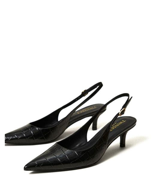 cd slingback pumps 65 black embroidered cotton