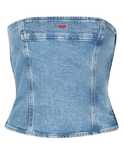 DIESEL Blue Schulterfreies DE-VILLE Cropped-Top im Jeans-Look