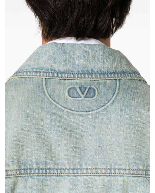 Valentino Garavani Blue Logo-embossed Denim Jacket for men