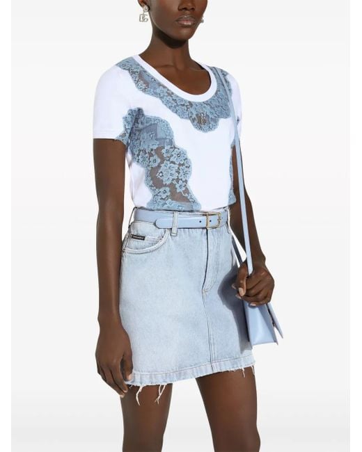 Jupe En Jean À Plaque Logo Dolce & Gabbana en coloris Blue