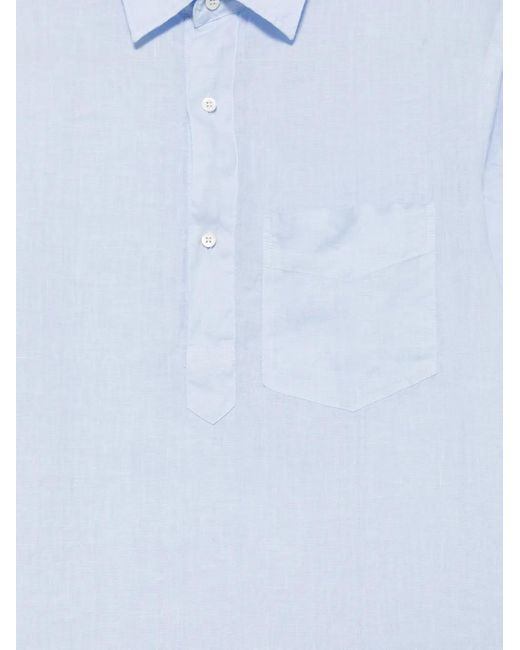 Aspesi Blue Half-Button Shirt for men