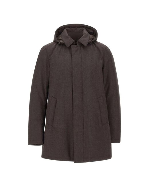 Herno Brown Long-Sleeve Hooded Parka for men