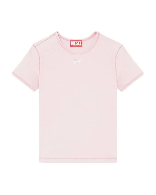 DIESEL Pink Logo Crew Neck T-Shirt