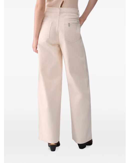 Liu Jo White Straight Trousers With Asymmetrical Waistband