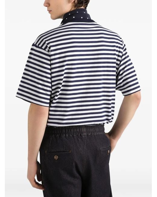 Dolce & Gabbana Blue Striped Jersey T-Shirt for men