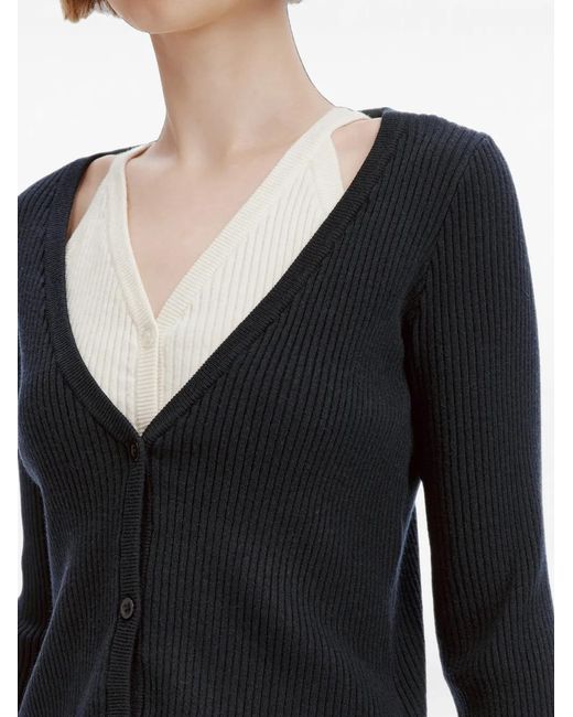 B+ AB Blue Ribbed Layered Cardigan