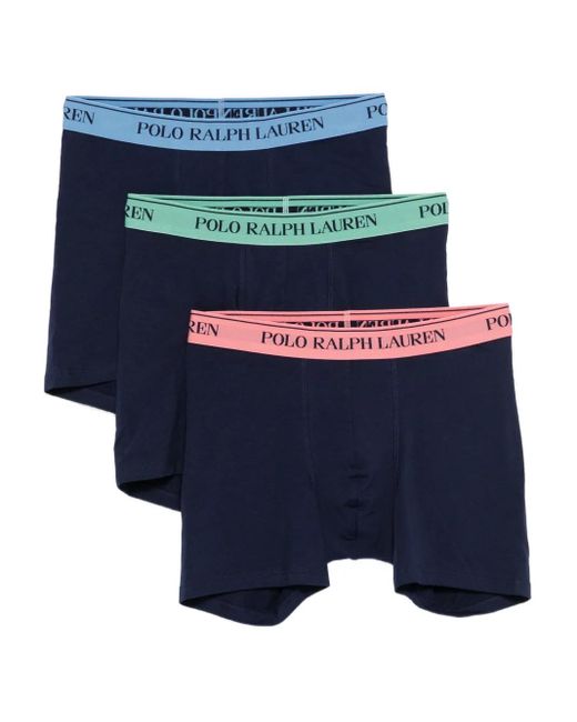 Polo Ralph Lauren Blue Logo-Waistband Boxers (Pack Of Three) for men