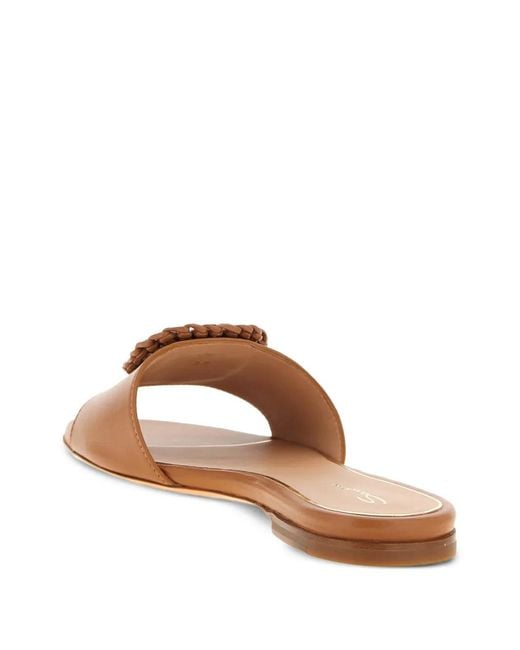 Santoni Brown Corolle Woven Sandals