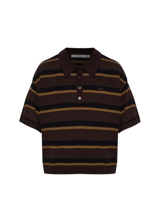 Gestuz Black Striped Short-Sleeve Polo Shirt
