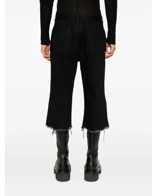 Rick Owens Black Bolan Cropped Raw-Cut Jeans for men