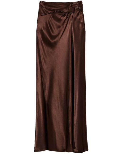 Twinset Brown Draped Satin Skirt