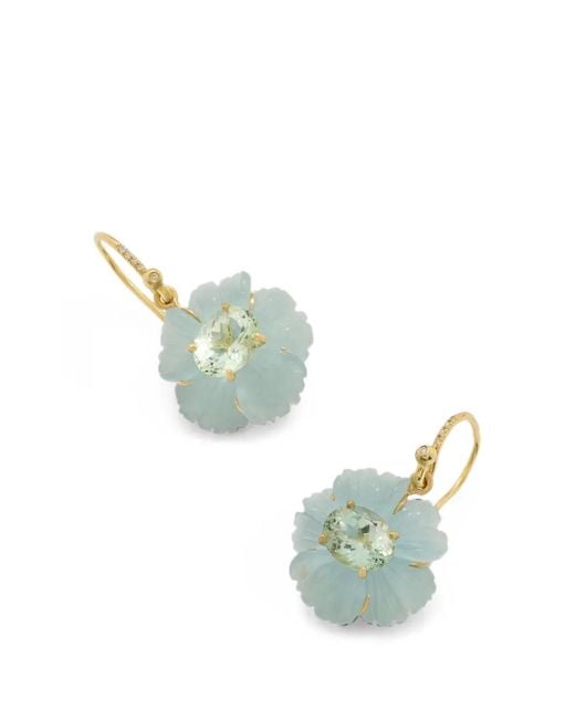 Irene Neuwirth Blue One Of A Kind Tropical Flower Multi-Stone Earrings