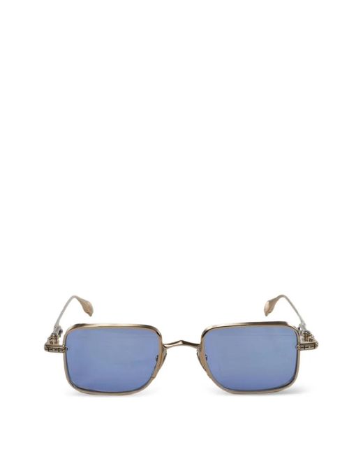 Chrome Hearts Blue Engraved Square-Frame Sunglasses