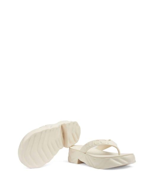 Gucci Natural Tarifa Logo-embossed Platform Sandals