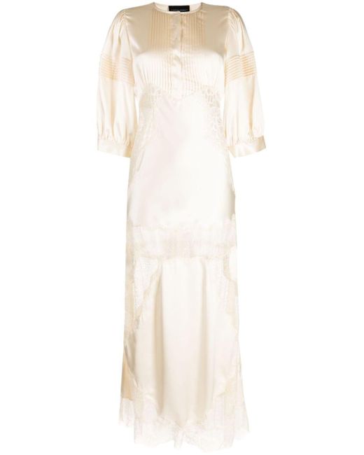 Cynthia Rowley White Charmeuse Lace Silk Dress
