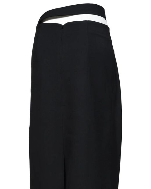 BOHEMSEO Black Draped-Detail Midi Skirt