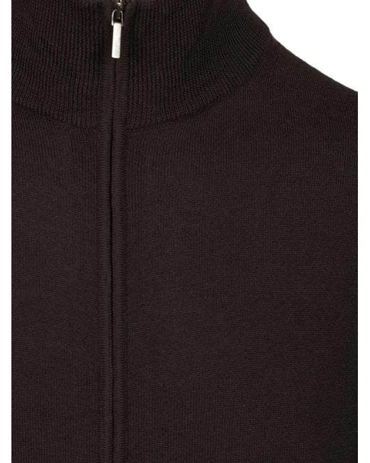 Al Duca D'aosta Black Zip-Up Merino-Wool Cardigan for men