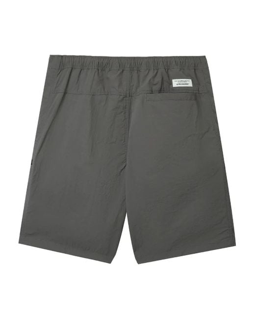 Alpha Industries Gray Logo-Tape Cargo-Pockets Shorts for men