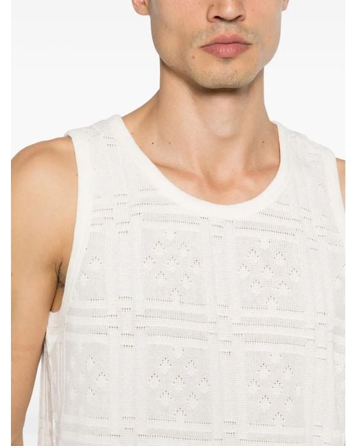 Les Deux White Pointelle Tank Top for men