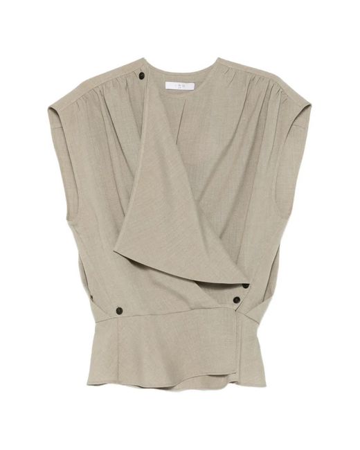 IRO Gray Scilla Draped Button Top