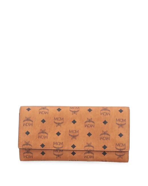 MCM Brown Large Aren Monogram-Print Flap Wallet