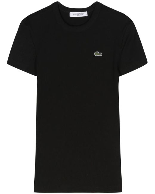 Lacoste Black Appliqué-Logo Cotton T-Shirt