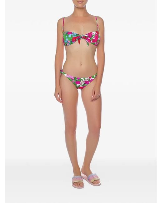 Mc2 Saint Barth White Andy Floral-Print Bikini Top