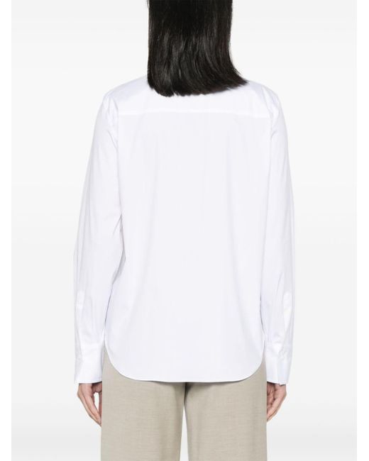 Camisa de popelina con ribete de cuentas Brunello Cucinelli de color White