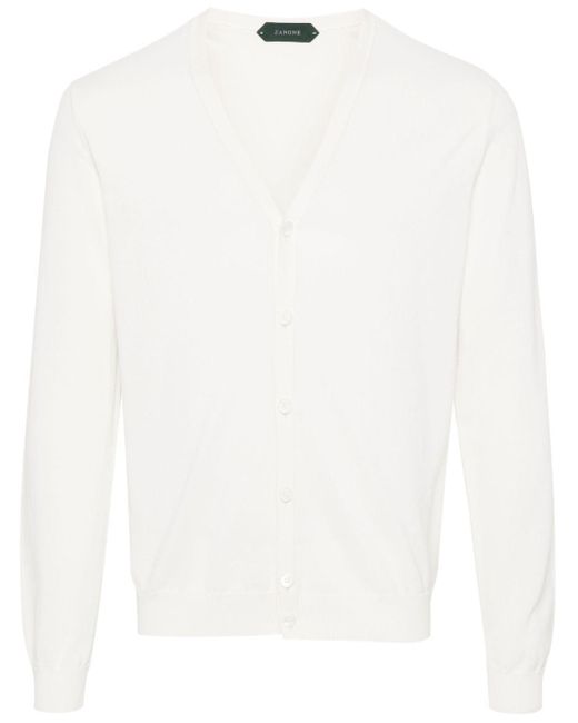 メンズ Zanone Button-up Cotton Cardigan White