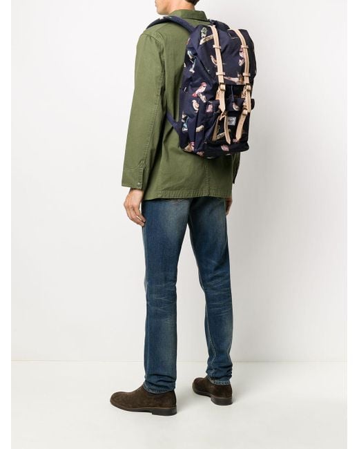 Herschel Supply Co. Bird Print Backpack With Double Buckle Fastening in  Blue | Lyst