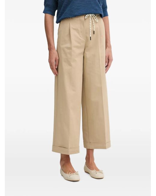 Benetton Natural Pleated Rope-Belt Trousers