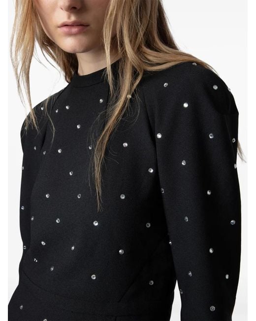 Zadig & Voltaire Black Racia Crystal-Embellished Woven Mini Dress