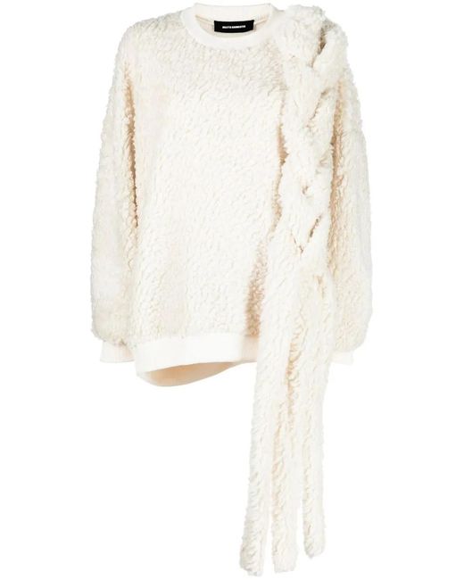 Melitta Baumeister White Braid-Detail Fleece Sweatshirt