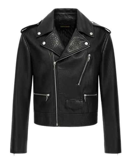 Roberto Cavalli Black Sheepskin Biker Jacket for men