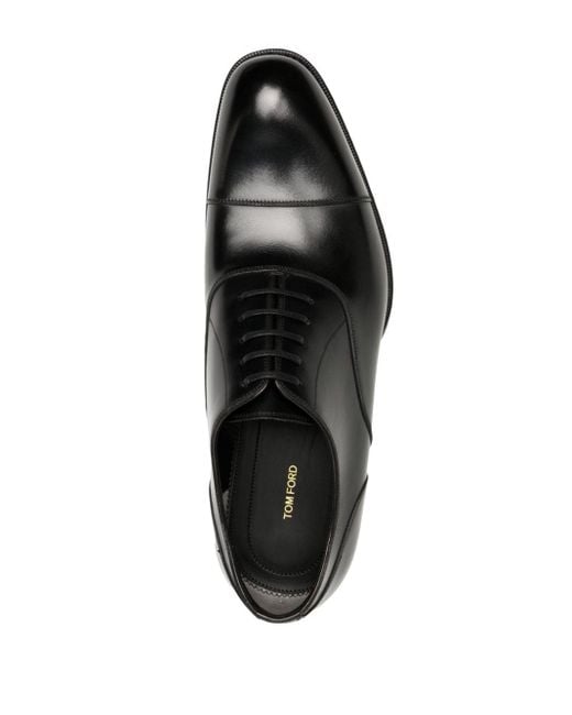 Tom Ford Black Elkan Leather Lace-up Shoes for men