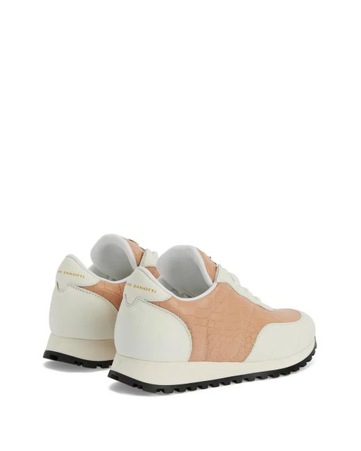 Giuseppe Zanotti White Jimi Crocodile-Effect Leather Sneakers