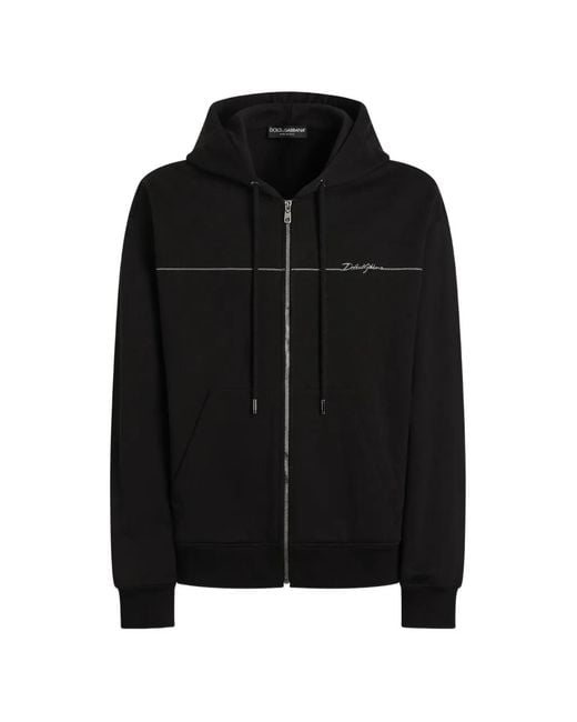 Dolce & Gabbana Black Cotton Hooded Sweatshirt for men