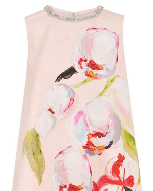 Acler White Anglesey Floral Embellished Mini Dress