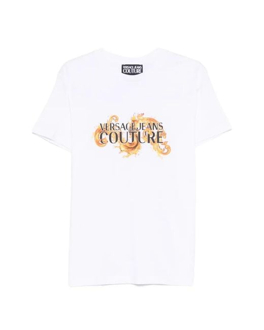 Versace Jeans Couture White Print-Detail T-Shirt for men