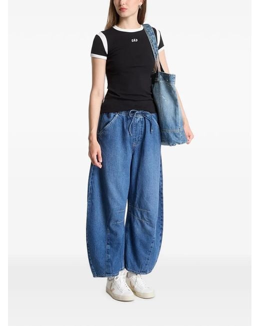 Gap Blue Drawstring Barrel-Leg Jeans