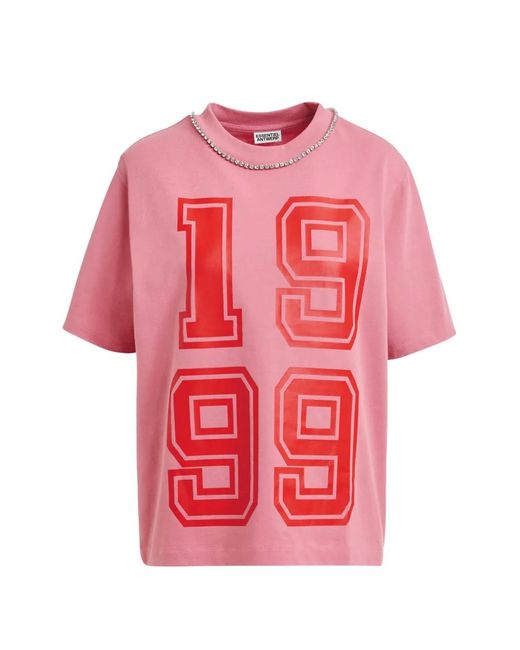 Essentiel Antwerp Pink Numeric-Print T-Shirt