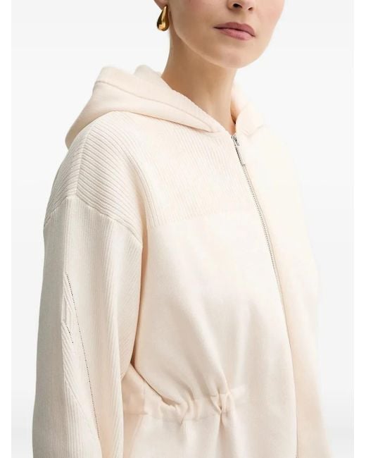 Cardigan A Coste Con Cappuccio di ARMANI EXCHANGE in White