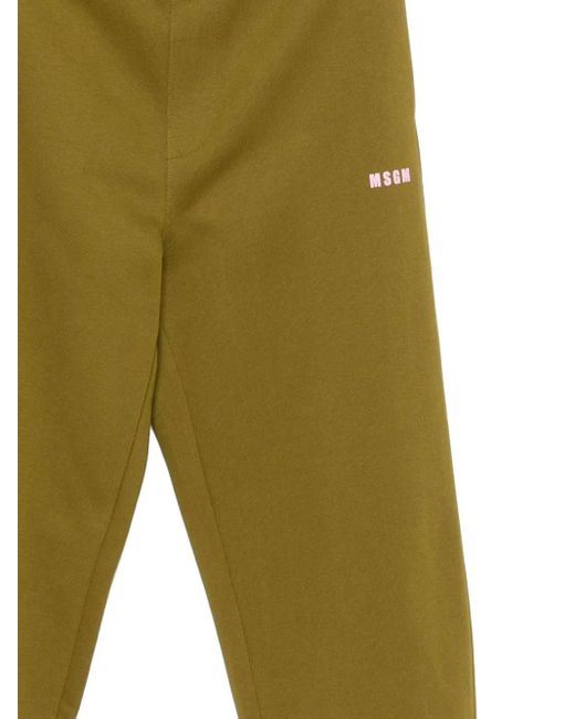 MSGM Green Logo-Print Track Pants for men