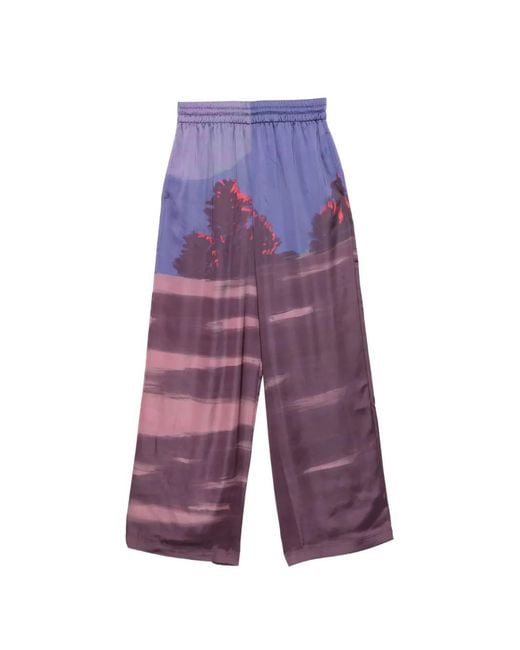 Lacoste Purple Logo-Embroidered Graphic Trousers