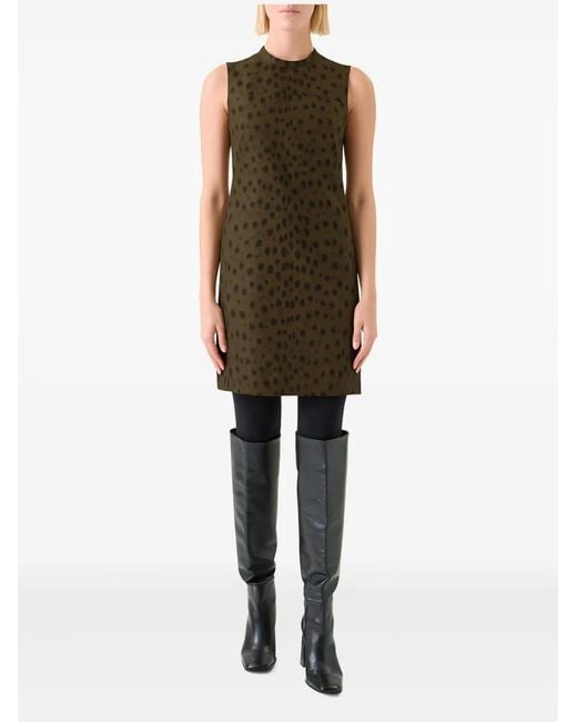 Akris Punto Leopard-Print Sleeveless Mini Dress in Green | Lyst